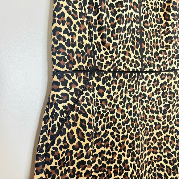 J. Crew Leopard Print Piped Slimming Knee Length Sleeveless Sheath Dress 4 - Picture 13 of 14